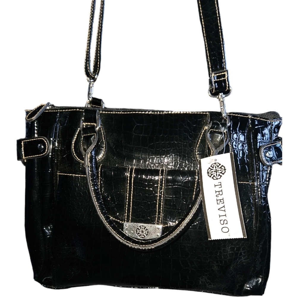 NWT Treviso Croc-Like Embossed Printed Shoulder/Crossbody Purse - Picture 4 of 4
